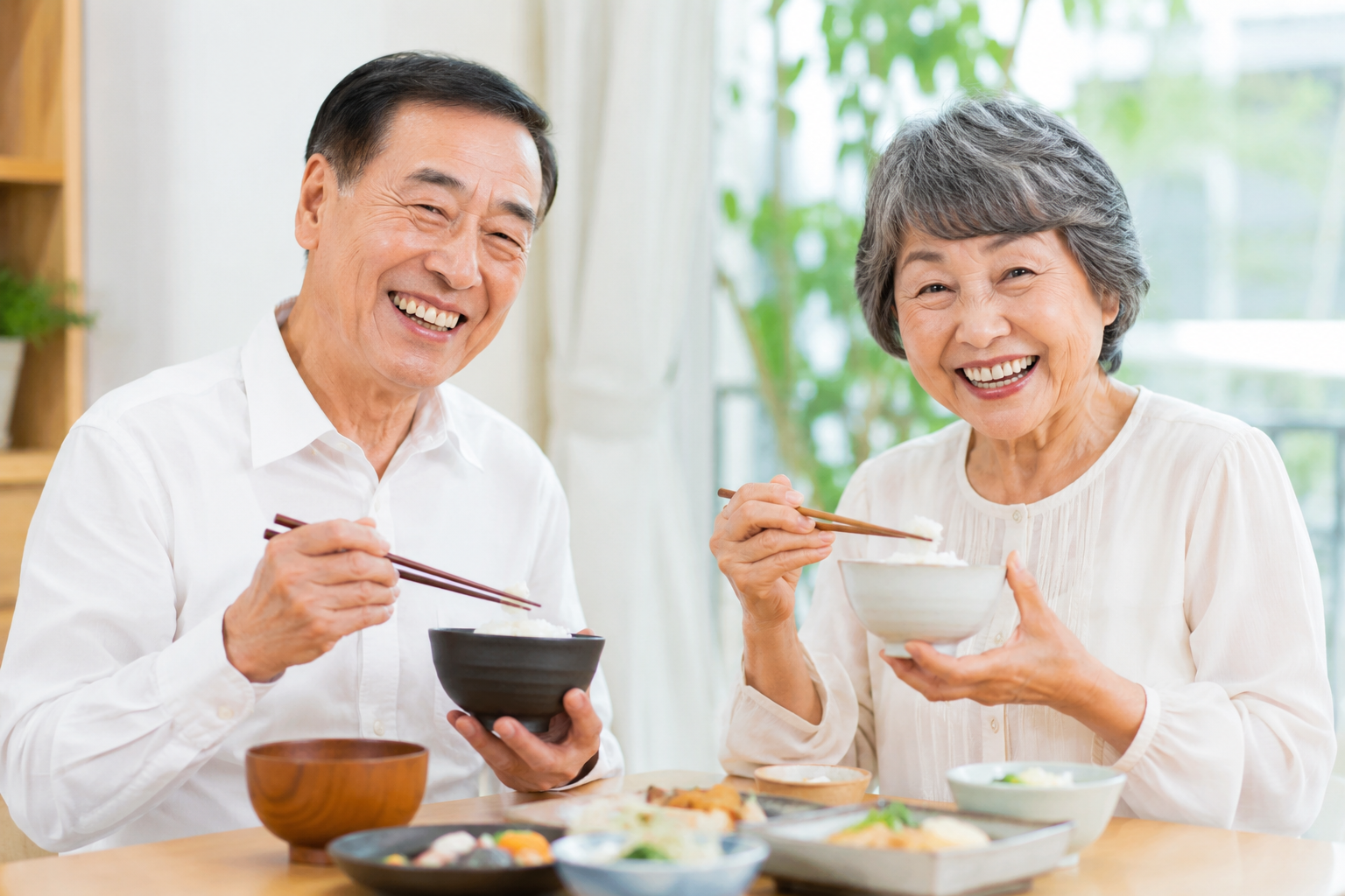 食事を楽しむ2人