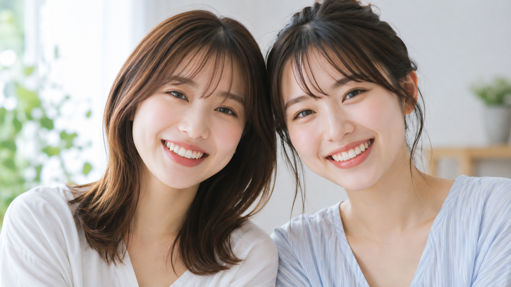 笑顔の女性2人